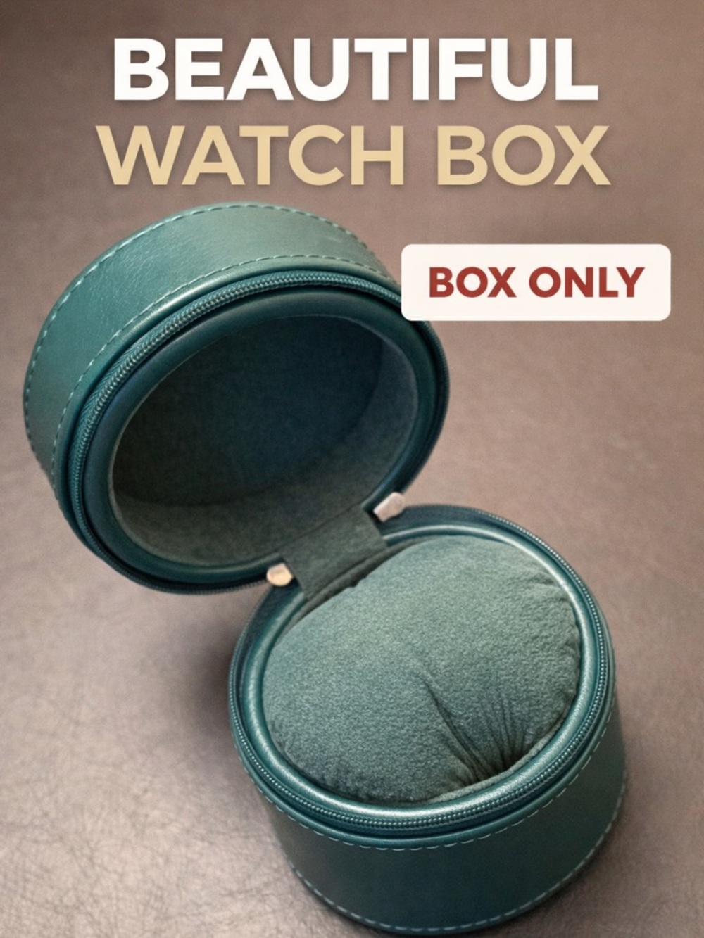 Round Teal Watch Box with Cushioned Pillow